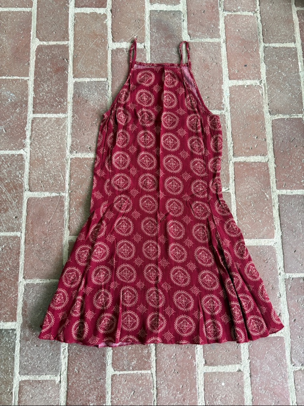Brandy Melville Red Printed Boho Tank Dress